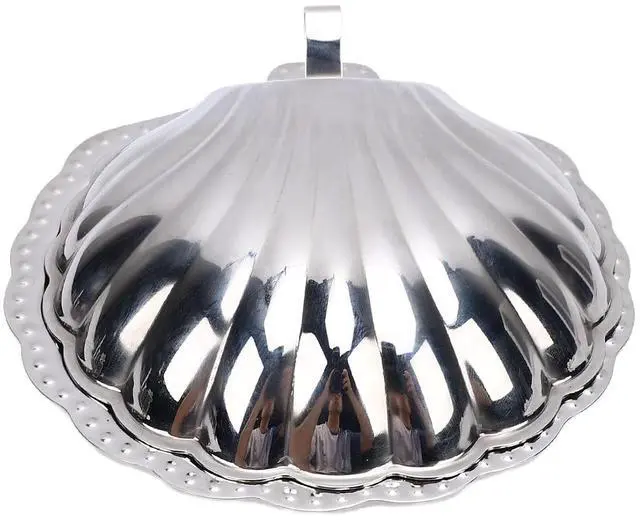 Alt view image 6 of 7 - Shell Jewelry Dish, Seashell Trinket Tray with Decorative Silver Finish, Jewelry Plate for Earrings Rings Klace, Serving Tray for Nuts Appetizers, Multipurpose Home Party Decor