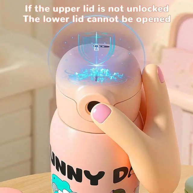 Alt view image 3 of 7 - Fingerprint Unlockable Insulated Water Bottle, 500ml Stainless Steel Vacuum Insulated Cup, IPX7 Magnetic Charging, for Kids