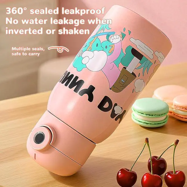 Alt view image 5 of 7 - Fingerprint Unlockable Insulated Water Bottle, 500ml Stainless Steel Vacuum Insulated Cup, IPX7 Magnetic Charging, for Kids