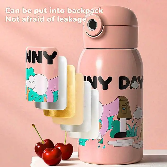 Alt view image 6 of 7 - Fingerprint Unlockable Insulated Water Bottle, 500ml Stainless Steel Vacuum Insulated Cup, IPX7 Magnetic Charging, for Kids