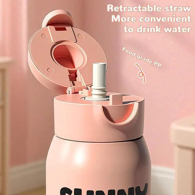Alt view image 4 of 7 - Fingerprint Unlockable Insulated Water Bottle, 500ml Stainless Steel Vacuum Insulated Cup, IPX7 Magnetic Charging, for Kids