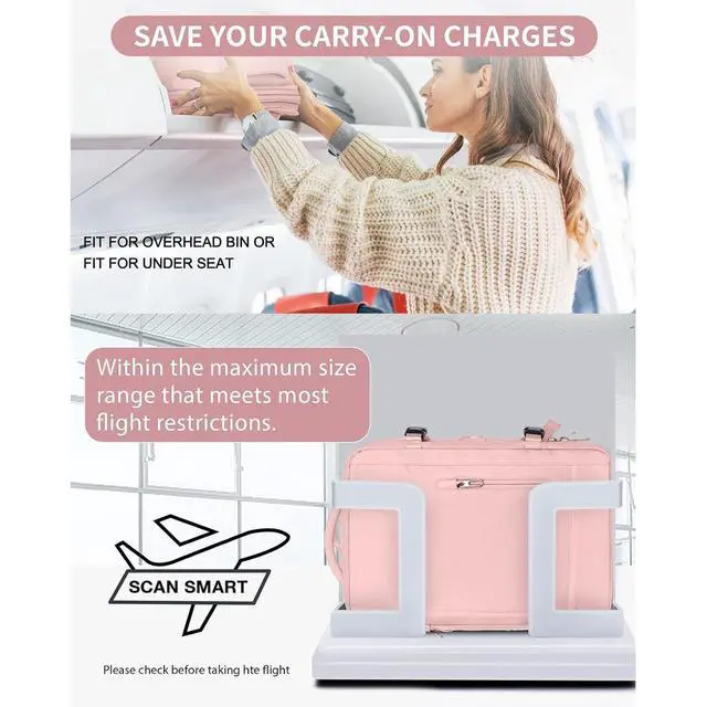 Alt view image 2 of 7 - Travel Laptop Backpack, 40L Large Sturdy Travel, for Men Women Business Casual, Weekender, College & Hiking (Pink)