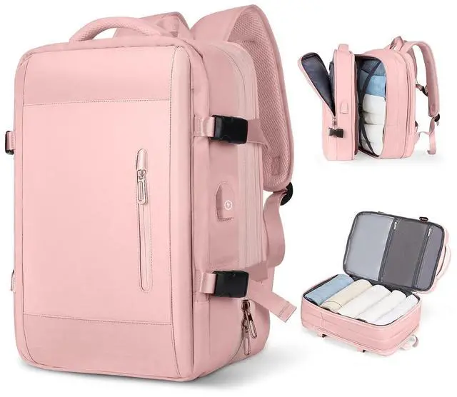 Main image of Travel Laptop Backpack, 40L Large Sturdy Travel, for Men Women Business Casual, Weekender, College & Hiking (Pink)