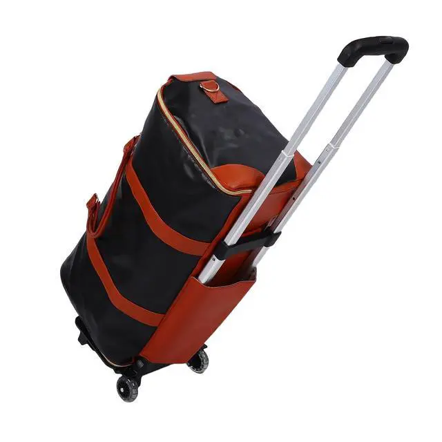 Alt view image 5 of 7 - Travel Bag with Detachable Trolley Handle, 40L Large Capacity Clothes Storage Bag for Travel, Foldable Space Saving Design, Wear Fabric, Front Zip Pocket (Dark Brown)