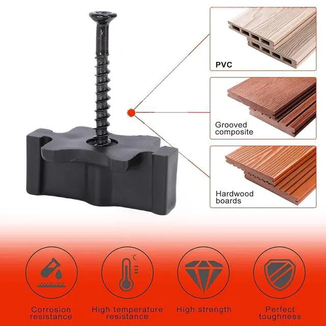 Alt view image 2 of 7 - 100 Pcs Composite Deck Fastener, ABS Plastic with Stainless Steel Screws, Hidden Decking Clips System for 50 SQ.FT.