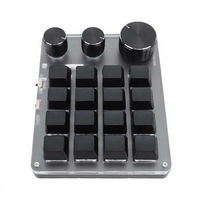 Main image of 16 Key Mechanical Keypad with 3 Knobs & BT/2.4G Wired 3 Modes, Programmable Macro Pad, Red Switch & Aluminum Alloy Knobs (Black)