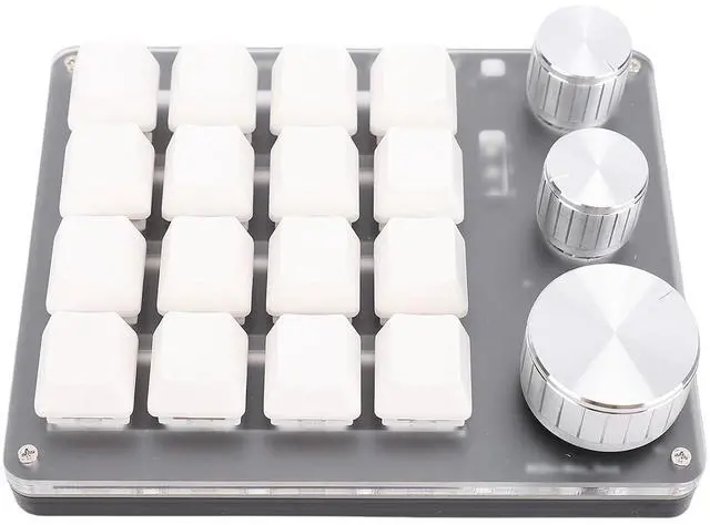 Main image of 16 Key Mechanical Keypad with 3 Knobs & BT/2.4G Wired 3 Modes, Programmable Macro Pad, Red Switch & Aluminum Alloy Knobs (White)