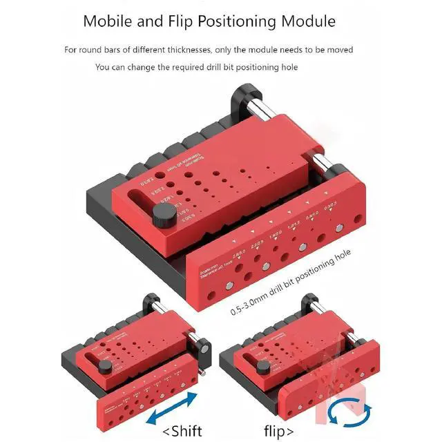Alt view image 2 of 7 - YUEHISY Round Rod Center Drill Locator, Portable Drill Jig for Accurate Borehole Positioning, for Model Building Wood Crafting DIY