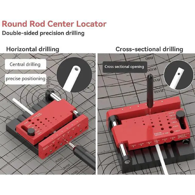Alt view image 6 of 7 - YUEHISY Round Rod Center Drill Locator, Portable Drill Jig for Accurate Borehole Positioning, for Model Building Wood Crafting DIY