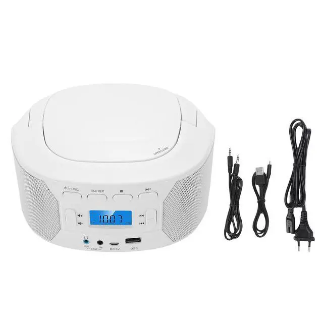 Alt view image 7 of 7 - Portable CD Player, Bluetooth Handheld Compact Home Music Player with Top Loading, FM Radio USB AUX Input, Easy to Use (US Plug)