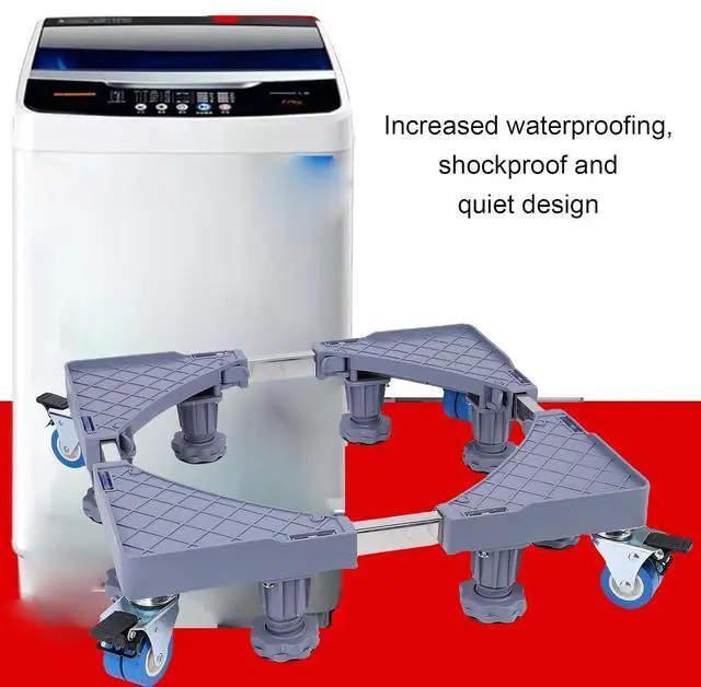 Alt view image 5 of 7 - Fridge Stand Mobile Base, Adjustable Furniture Mover, 4 Locking Wheels & Support Feet, 180KG Load Bearing for Refrigerator Dryer