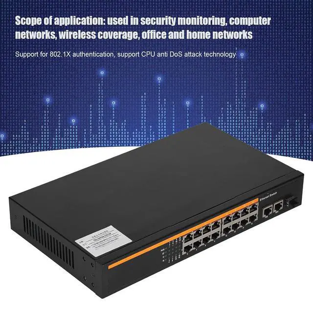 Alt view image 3 of 7 - Ethernet Switch, 16 Port 10/100M Gigabit Uplink (US Plug)