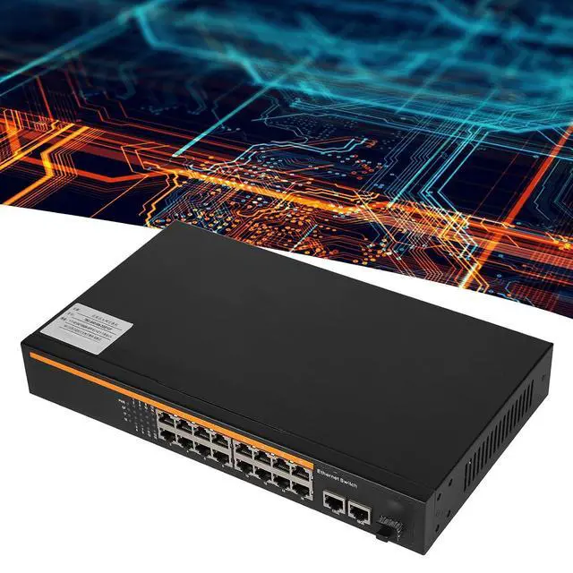 Alt view image 5 of 7 - Ethernet Switch, 16 Port 10/100M Gigabit Uplink (US Plug)