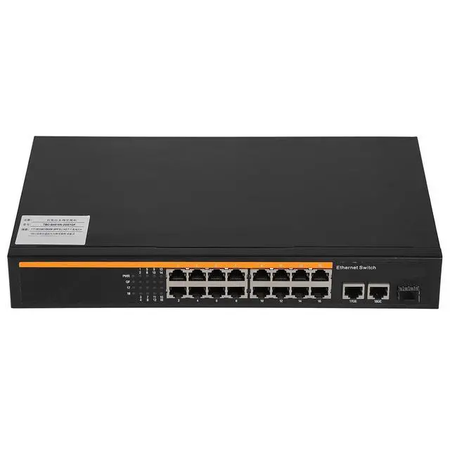 Alt view image 7 of 7 - Ethernet Switch, 16 Port 10/100M Gigabit Uplink (US Plug)
