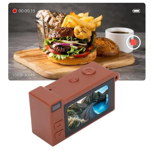 Alt view image 6 of 7 - Keychain Camera, Retro Digital Camera, 2K Video, 12MP (Brown)