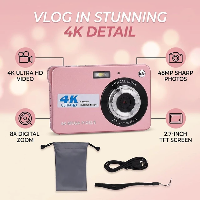 Alt view image 3 of 7 - 4K Digital Camera, 48MP Vlog Camera, 2.7 Inch Screen