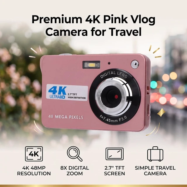Alt view image 2 of 7 - 4K Digital Camera, 48MP Vlog Camera, 2.7 Inch Screen
