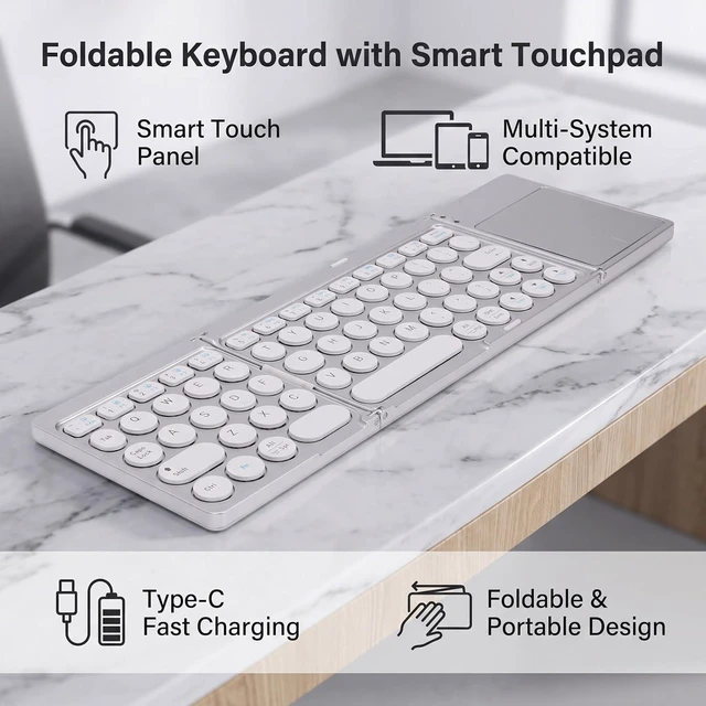 Alt view image 3 of 7 - Wireless Foldable Keyboard with Trackpad, 64 Keys
