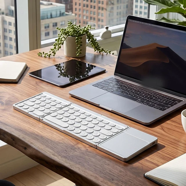 Alt view image 4 of 7 - Wireless Foldable Keyboard with Trackpad, 64 Keys