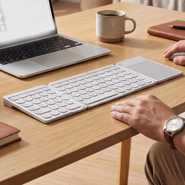 Alt view image 5 of 7 - Wireless Foldable Keyboard with Trackpad, 64 Keys