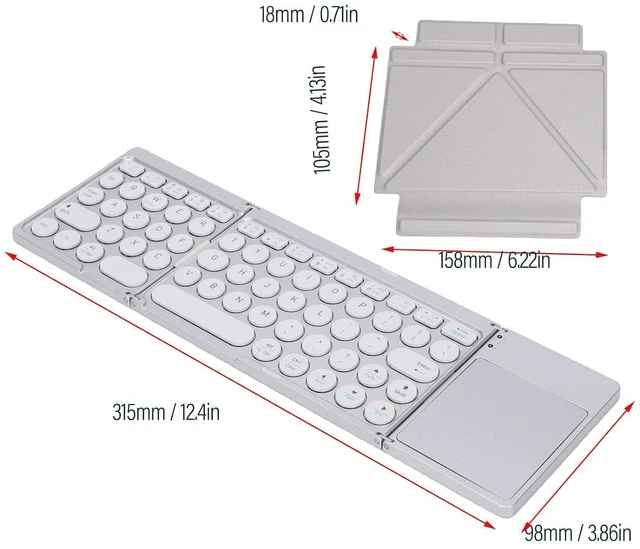 Alt view image 7 of 7 - Wireless Foldable Keyboard with Trackpad, 64 Keys