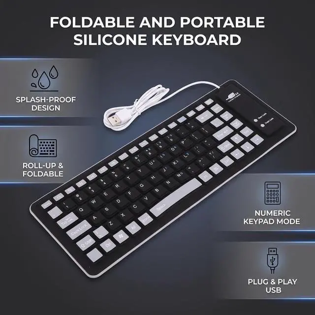 Alt view image 3 of 7 - Foldable Silicone Keyboard, 88 Keys, USB Wired
