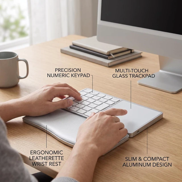 Alt view image 6 of 7 - Wireless Numeric Keypad with Touchpad (White)