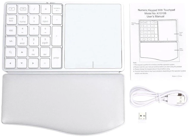 Alt view image 7 of 7 - Wireless Numeric Keypad with Touchpad (White)