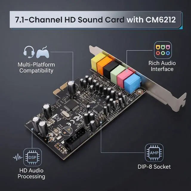 Alt view image 3 of 7 - PC Stereo Surround Audio Adapter with CM6212 Chip