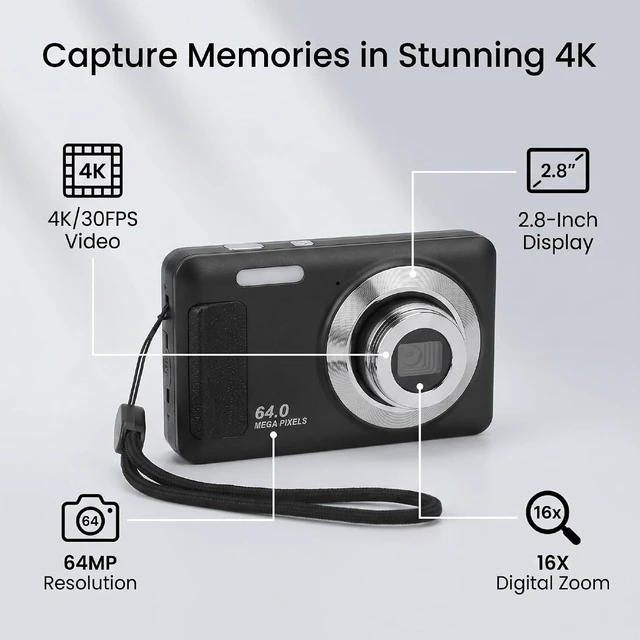 Alt view image 3 of 7 - Compact 4K Video Camera 64MP