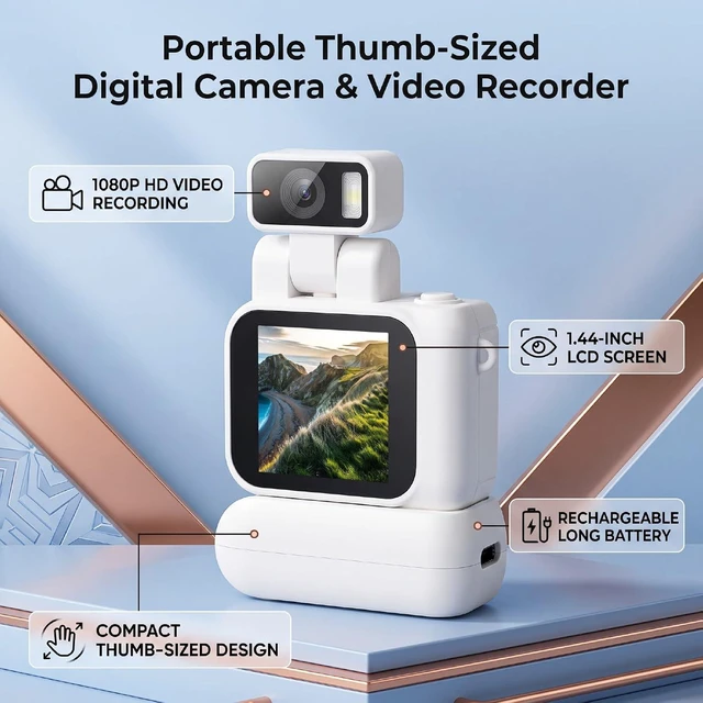 Alt view image 4 of 7 - Vintage Mini Digital Camera (White)
