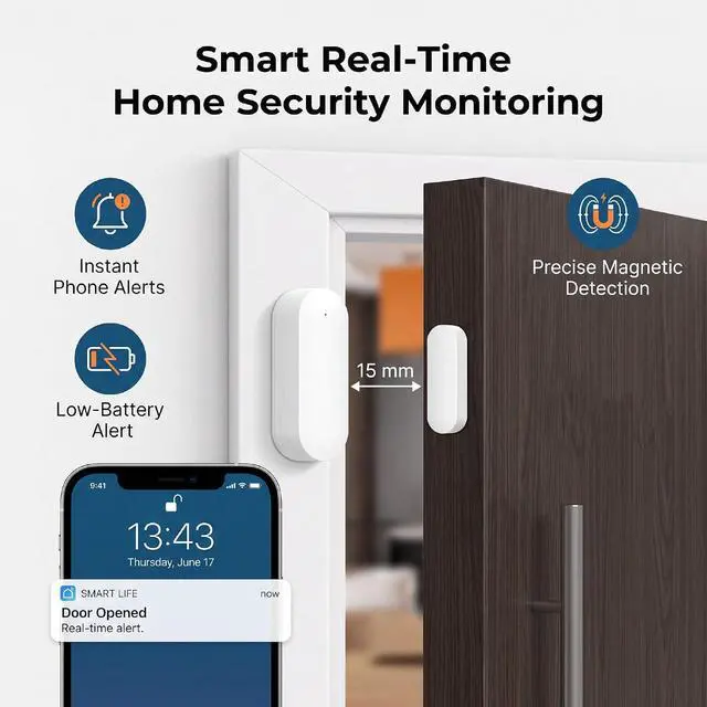 Alt view image 2 of 7 - Door Sensor Magnetic Alarm, Wireless Door Alarm