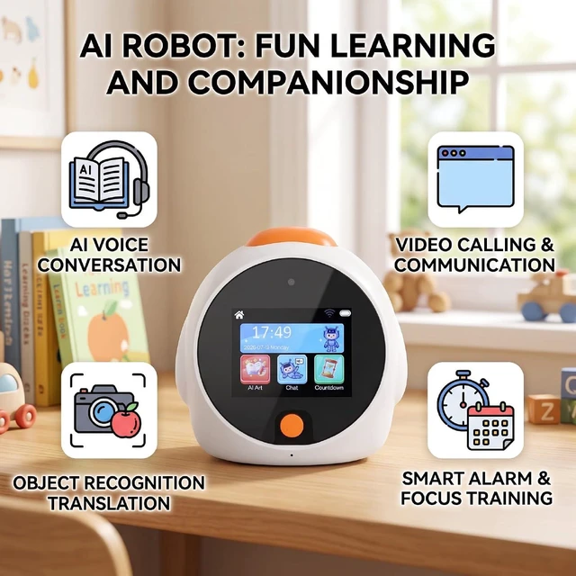 Alt view image 3 of 7 - AI Voice Robot Alarm Clock with Video Call