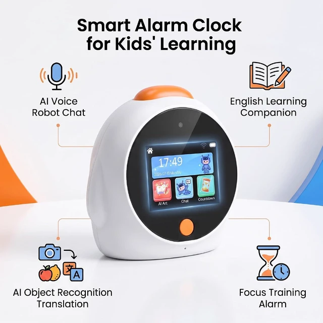 Alt view image 5 of 7 - AI Voice Robot Alarm Clock with Video Call