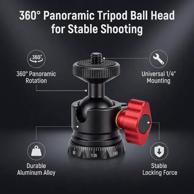 Alt view image 2 of 7 - Ball Head Tripod Mount 360 Degree Panoramic