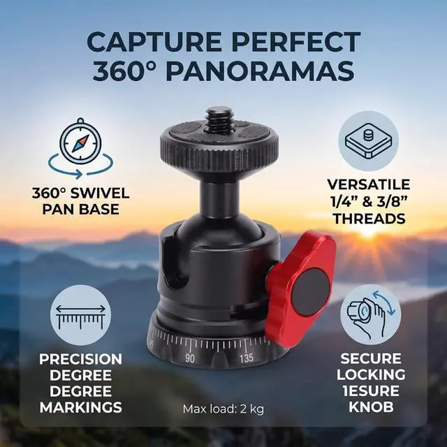 Alt view image 5 of 7 - Ball Head Tripod Mount 360 Degree Panoramic
