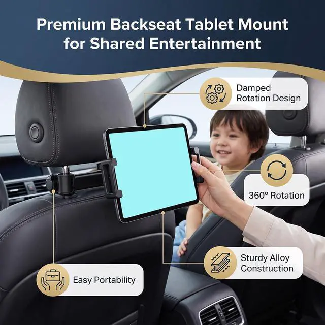 Alt view image 2 of 7 - Car Backseat Tablet Mount, Headrest Tablet Holder