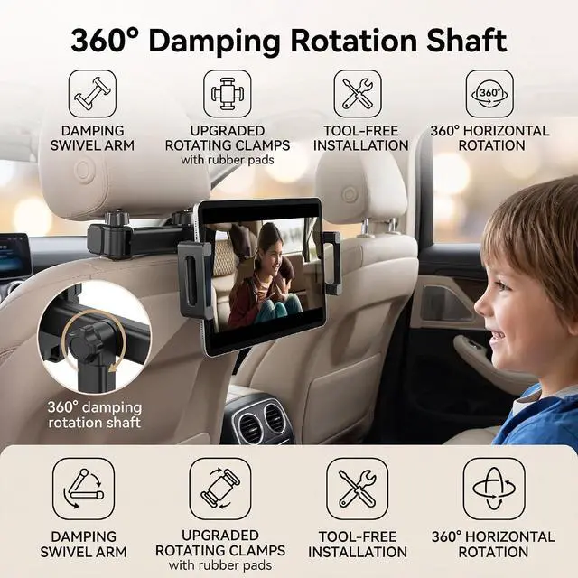 Alt view image 5 of 7 - Car Backseat Tablet Mount, Headrest Tablet Holder