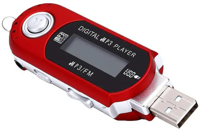 Main image of Retro USB MP3 Player with LCD, Red, AAA Battery Powered (16G)