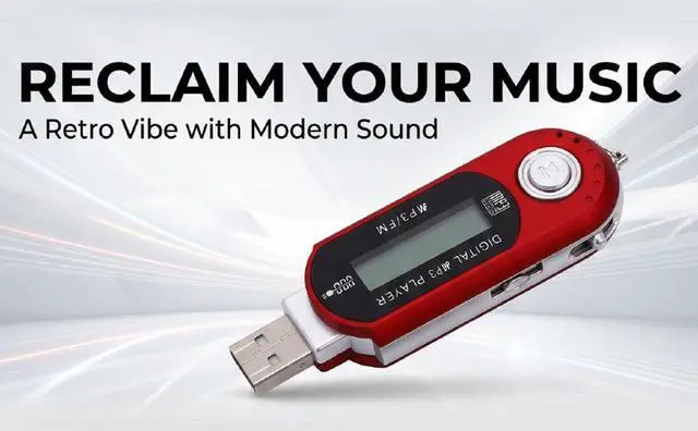 Alt view image 6 of 7 - Retro USB MP3 Player with LCD, Red, AAA Battery Powered (16G)
