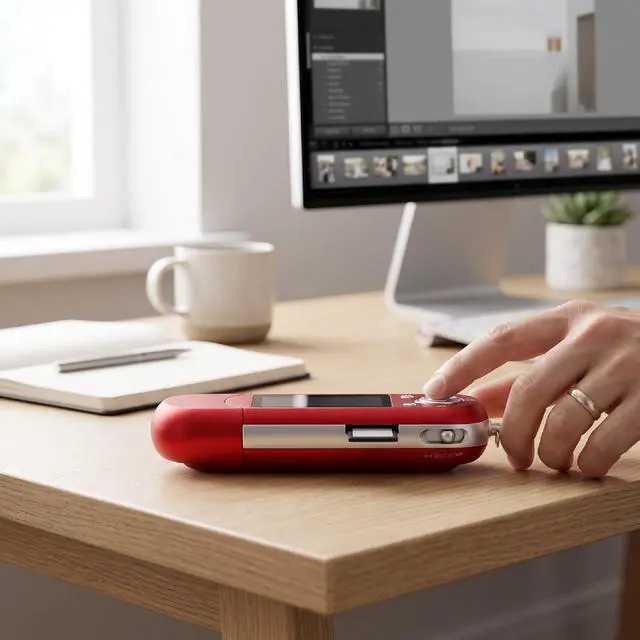 Alt view image 5 of 7 - Retro USB MP3 Player with LCD, Red, AAA Battery Powered (16G)