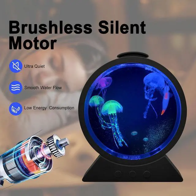 Alt view image 4 of 7 - 7 Color Changing Jellyfish Night Light, Round LED Aquarium Lamp,