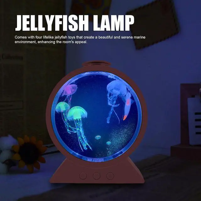 Alt view image 2 of 7 - 7 Color Changing Jellyfish Night Light, Round LED Aquarium Lamp,