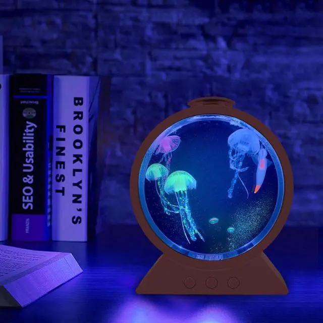 Alt view image 3 of 7 - 7 Color Changing Jellyfish Night Light, Round LED Aquarium Lamp,