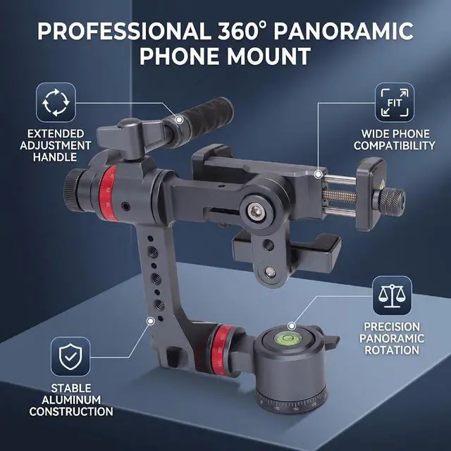 Alt view image 2 of 7 - Phone Holder for Tripod, 360 Smartphone Mount