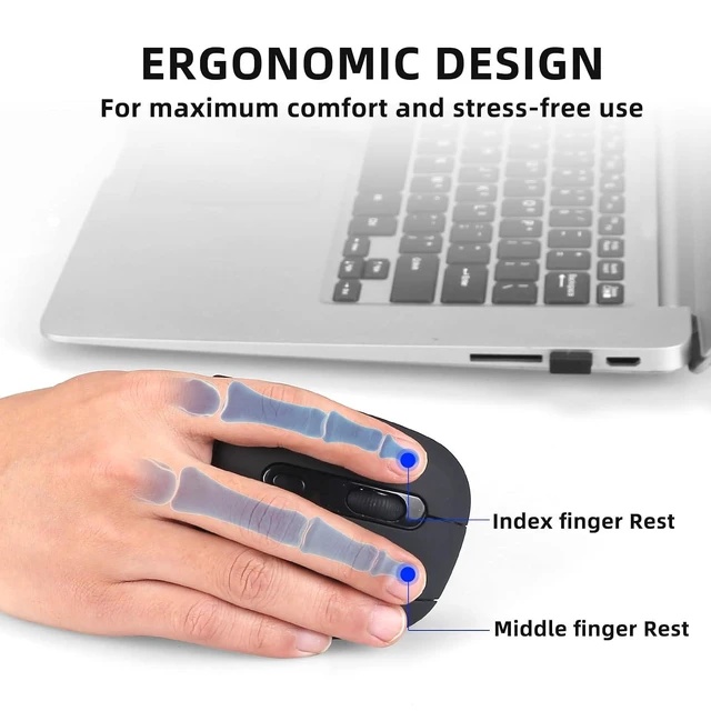 Alt view image 4 of 7 - Wireless Mouse, 2.4G Vertical Mouse, 3 Level DPI