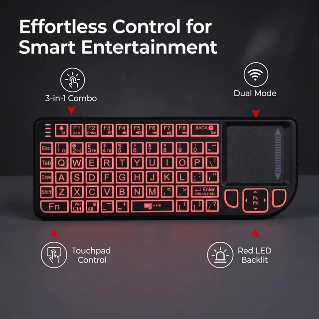 Alt view image 2 of 7 - Wireless TV Keyboard, 2.4G Bluetooth Keyboard