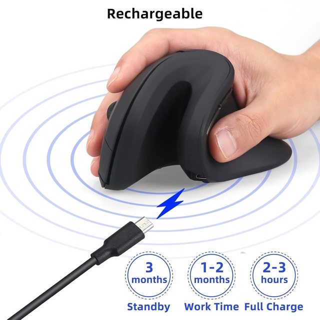 Alt view image 5 of 7 - Wireless Mouse, 2.4G Vertical Mouse, 3 Level DPI