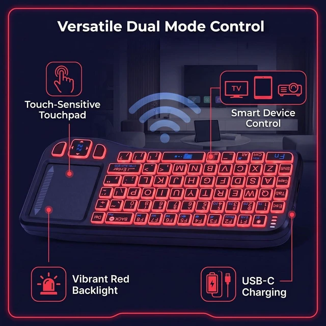 Alt view image 3 of 7 - Wireless TV Keyboard, 2.4G Bluetooth Keyboard