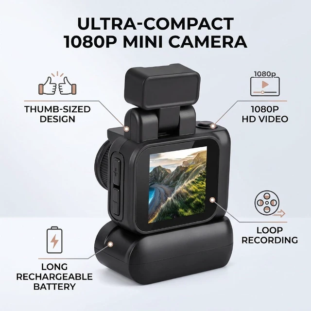 Alt view image 3 of 7 - Vintage Mini Digital Camera (Black)